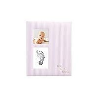 Pearhead Seersucker Baby Book, Baby Journal for Baby Girl, Baby Photo Album, Pink