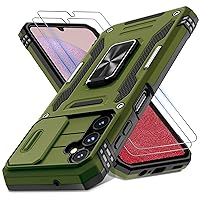 for Samsung Galaxy A14 5G Case with Slide Camera Cover+Screen Protector(2 Packs),[Magnetic Rotated Kickstand] [Camera Protection] Military Grade Shockproof Heavy Duty Protective Cover-Olive Green