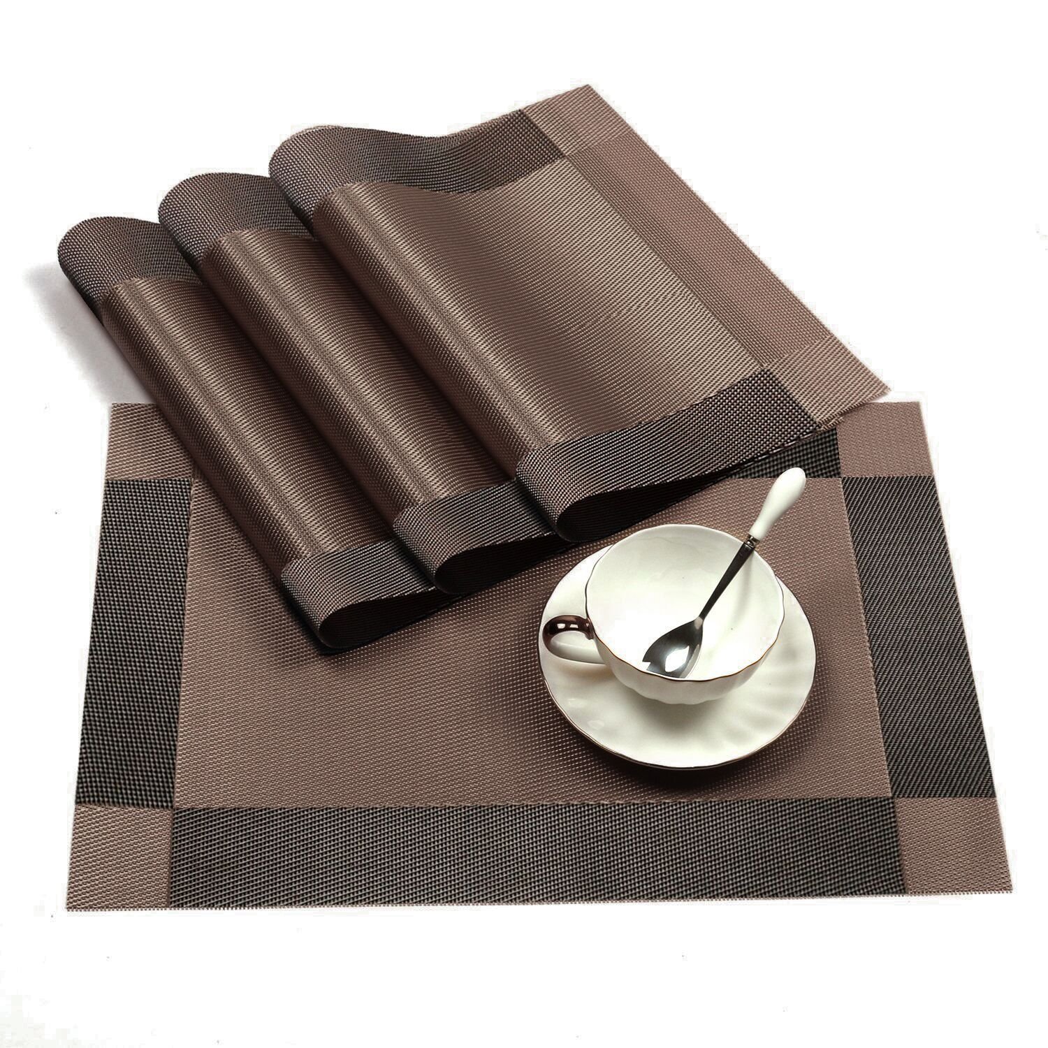 VIKROM 2 Pack Of Silicone Mini Cake Baking Molds & Set of 8 Elegant Brown Placemats for Dining Table