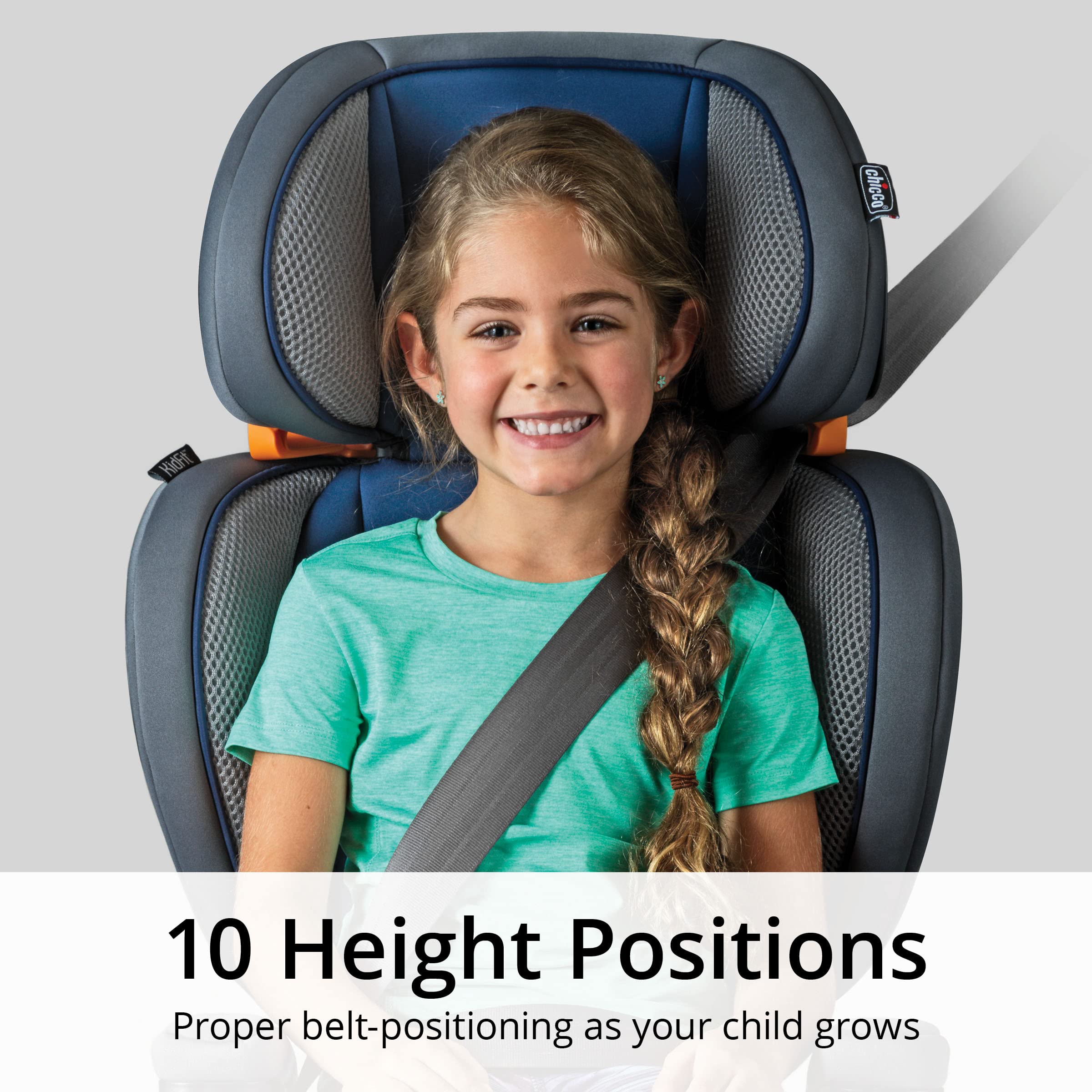 Chicco KidFit Adapt Plus 2-in-1 Belt-Positioning Booster Car Seat, Backless and High Back Booster Seat, for Children Aged 4 Years and up and 40-100 lbs. | Vapor/Grey