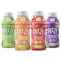 PLEZi Flavored Kids Juice Drink - Apple Splash, Orange Smash, Tropical Punch & Blueberry Blast Fruit Juice Drink Blend - No Added Sugar, 2g Fiber - Tasty Refreshing Juices for Kids - 8 fl oz (4 Packs