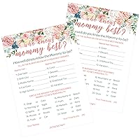 DISTINCTIVS Floral Baby Shower Who Knows Mommy Best Game Cards - 20 Count
