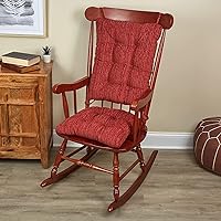 The Gripper Twill Jumbo XL Non-Slip Rocking Chair Cushion Set with Thick Padding, Includes Seat Pad & Back Pillow with Ties for Indoor Living Room Rocker, 17x17 Inches, 2 Piece Set, Garnet