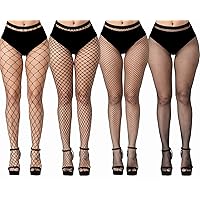 iCamter Plus Size Fishnet Stockings, Black Fishnet Tights Thigh High Stockings Suspender Pantyhose