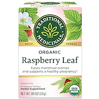 Traditional Medicinals Organic Raspberry Leaf Herbal Tea, Eases Menstrual Cramps & Supports Healthy Pregnancy (Pack of 2) - 32 Tea Bags