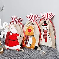 NC Christmas Decoration Supplies Linen Three-Dimensional Embroidered Handbag Gift Bag Candy Bag Collection Bag Christmas Moose