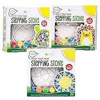 Creative Roots Mosaic Turtle, Hedgehog, & Sun Stepping Stone, Includes 3-Pack 7-Inch Ceramic Stepping Stone & 6 Vibrant Paints, Paint Your Own & DIY Stepping Stone for Kids Ages 8+