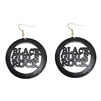 Black Girl Rock Earrings - African American Woman Earring Drop - Jamaican Wooden Natural Jewelry Africa Afro