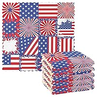 ALAZA Dish Towels Kitchen Cleaning Cloths 4th of July American Independence Day Dish Cloths Absorbent Kitchen Towels Lint Free Bar Tea Soft Towel Kitchen Accessories Set of 6,11