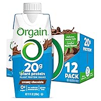 Organic Vegan Protein Shake, Creamy Chocolate - 20g Plant Based Protein, Ready to Drink, Fruits & Vegetables, Gluten Free, Kosher, No Soy or Dairy Ingredients, 11 Fl Oz (Pack of 12)