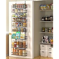 Moforoco 9-Tier Over The Door Pantry Organizer, Pantry Organization and Storage, Black Hanging Basket Wall Spice Rack Seasoning Shelves, Home Kitchen Laundry Room Accessories Fit Wider Doors (16.5