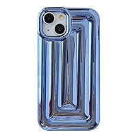 Caseative 3D Stripe Pattern Chrome Plating Electroplated Soft Compatible with iPhone Case (Light Blue,iPhone 13)