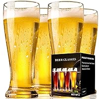 PARACITY Beer Glasses 16 oz, Pint Glasses Set of 4, Pilsner Beer Glasses, Wheat Beer Glasses, Glasses Drinking Set, Glassware Gift for Men