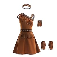 Dressy Daisy Toddler Little Girl Native American Princess Halloween Costume Fancy Party Dress Up Set with Headband (M, L, XL)