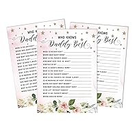 It’s A Boy It’s A Girl Who Knows Daddy Best Floral Baby Shower Game Cards-Fun Activity Cards Set of 50 Gender Reveal Party Theme