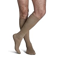 SIGVARIS Men’s Style Microfiber 820 Closed Toe Calf-High Socks 15-20mmHg - Tan Khaki - Large Long