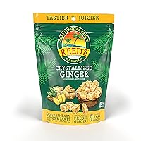 All Natural Crystallized Ginger Nuggets In A 3.5 oz Resealable Bag - Baby Ginger Root Fruit Slices Sweetened With Raw Cane Sugar Crystals - High Energy Ginger Candies For Snacking - 3 Pack