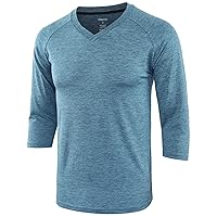 Men's Casual Lightweight Quick Dry 3/4 Sleeve V Neck Active Running Baseball T Shirts