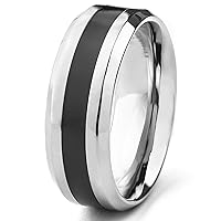 Mens Titanium Black Resin Inlay Ring (8 mm)