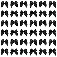 200pcs Mini Satin Ribbon Bows Flowers Black Craft Satin Ribbon Bows 1 Inch Pre-Tied Ribbon Satin Bows Small Christmas Satin Ribbon Bows for DIY Crafts Gift Wedding Party Sewing Scrapbooking(Black)