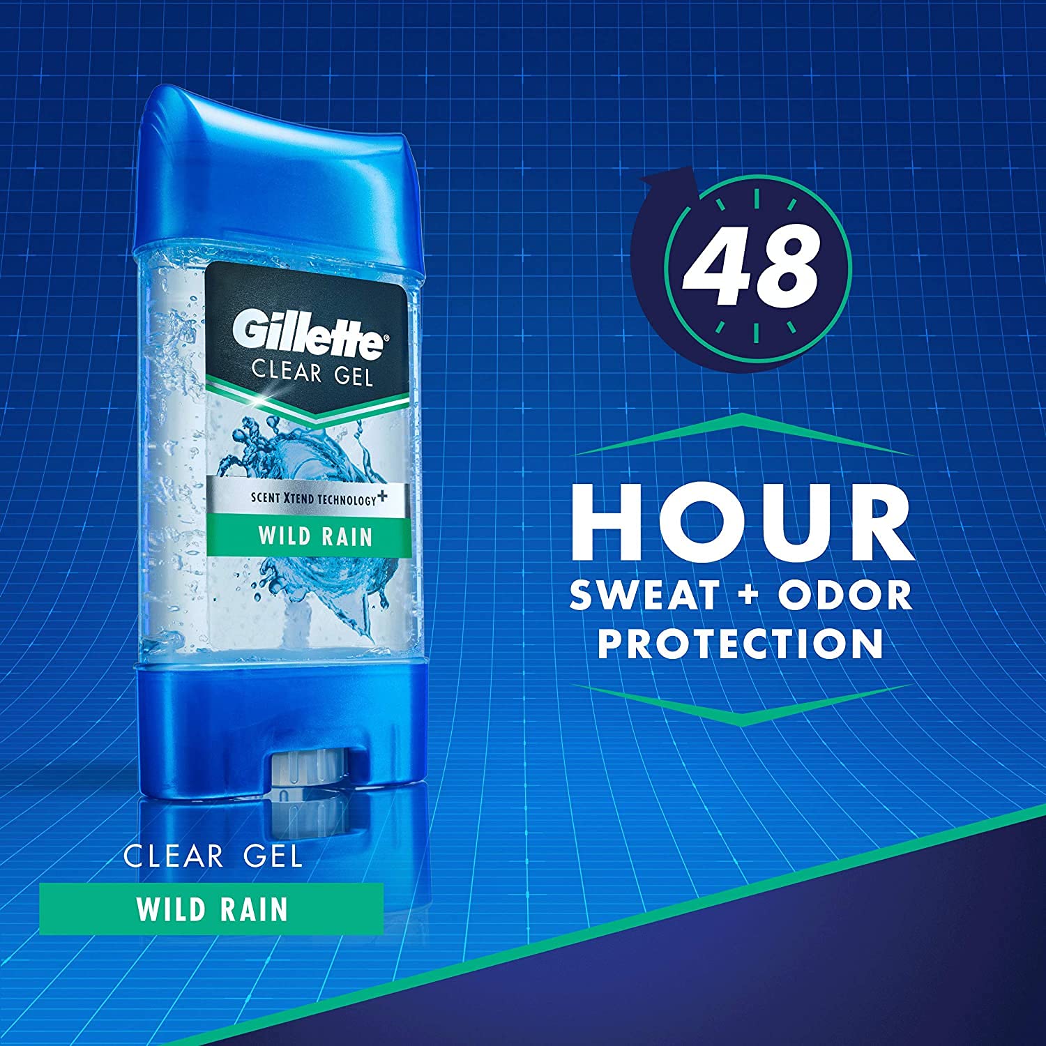 Gillette Clear Gel Antiperspirant & Deodorant, Wild Rain, (total of 6 Twin Pack) (4346073268),2 Count(Pack of 6)