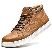 Mens Mid-Top Sneaker Boot Casual Oxford Walking Shoe for Men Comfortable Genuine Leather Ankle Boot Shoes