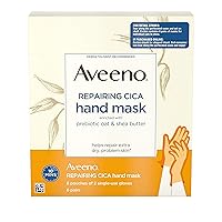 Aveeno Repairing Cica Hand Mask With Prebiotic Oat and Shea Butter, 6 Count