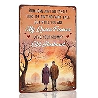 Our Home Ain't No Castle But You Are My Queen Forever Metal Tin Sign To My Wife Funny Novelty Poster Wife's Birthday Gift Bedroom Home Farmhouse Decor Wall Art Signs 8x12 Inch