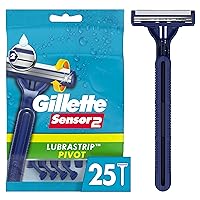 Gillette Sensor2 Pivoting Head Men's Disposable Razors, 25 Count