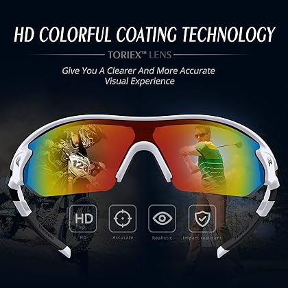 TOREGE Polarized Sports Sunglasses for Men Women Cycling Running Driving Fishing Golf Baseball Glasses TR02