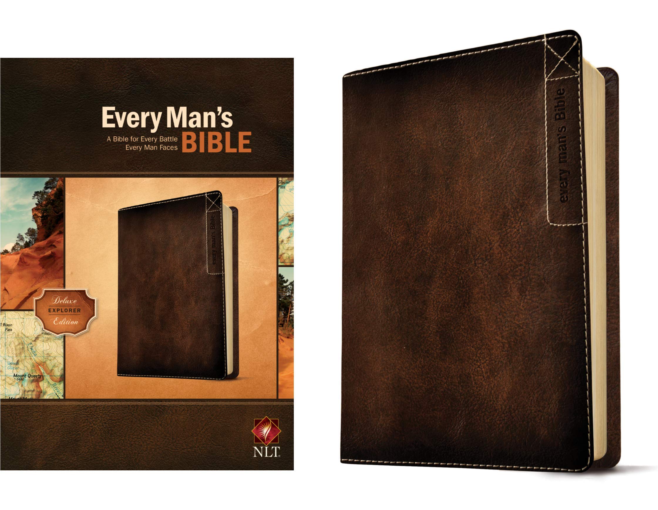 Every Man's Bible: New Living Translation, Deluxe Explorer Edition (LeatherLike, Brown) – Study Bible for Men with Study Notes, Book Introductions, and 44 Charts