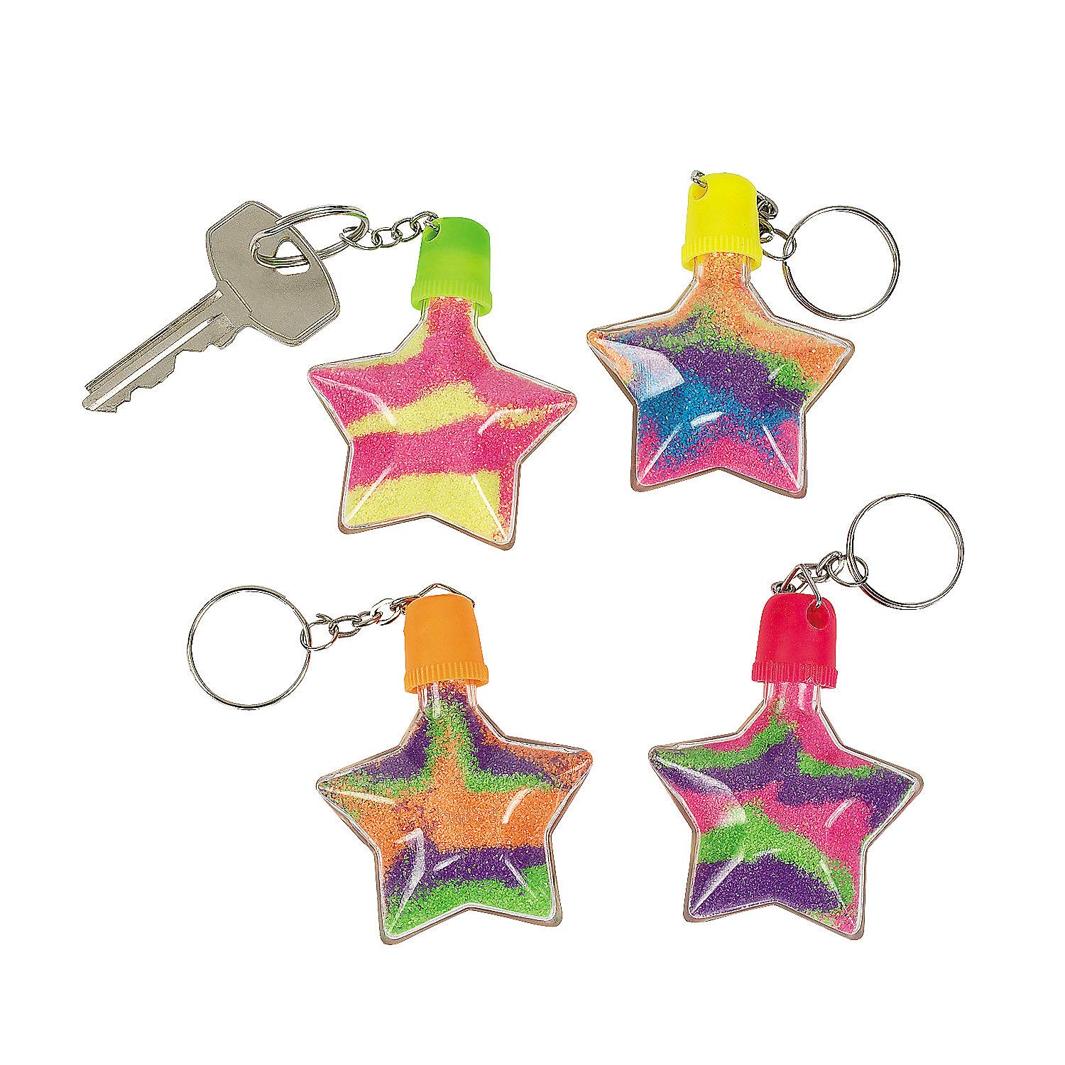 Star Sand Art Bottle Key Chains - Set of 12 - DIY Crafts for Kids and Fun Home Activities