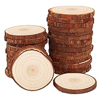 Unfinished Wood Slices with No Hole, 30 Pcs 2.4-2.8 Inches Natural Wooden Circles with Bark for DIY Crafts, Christmas Ornament, Decoration