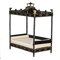 Melody Jane Dollhouse Chinese Black Double Four Poster Day Bed JBM Bedroom Furniture
