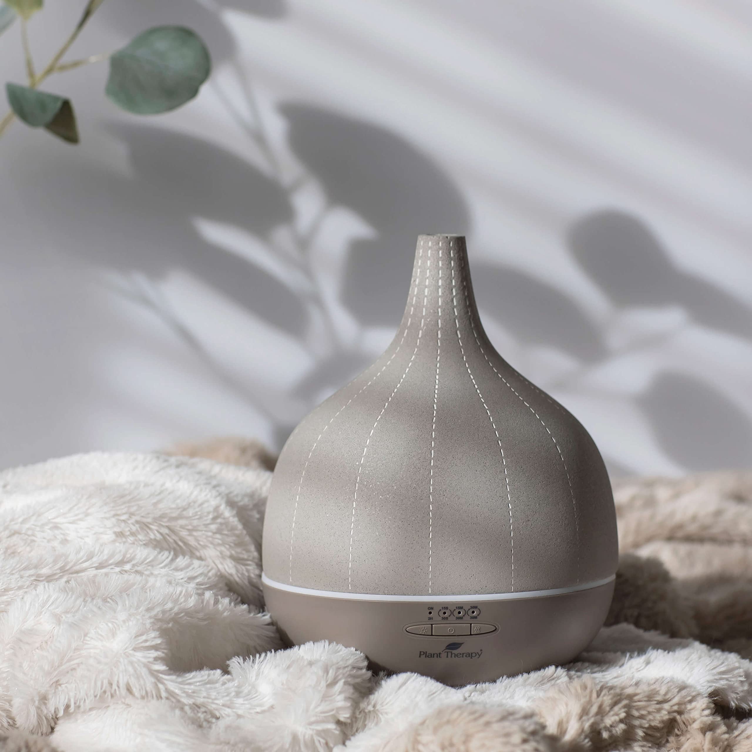 Plant Therapy Metro Stone Deluxe Diffuser Gray - Essential Oil Diffuser - Large Water Reservoir, 20 Hours of Diffusion, Auto Shut Off, Sleek Diffuser Design for Home & Office