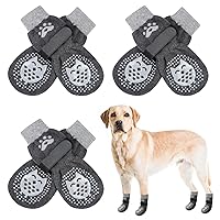 SCENEREAL Double Side Anti-Slip Dog Socks for Hot/Cold Pavement, Non-Slip Dog Shoes for Hardwood Floors to Stop Licking Paws, Slipping, Paw Protectors with Grippers