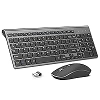 Wireless Keyboard and Mouse,J JOYACCESS 2.4G Ergonomic and Slim Wireless Keyboard Mouse Combo Designed for Computer,Windows, PC, Laptop,Tablet - Black Grey