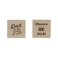Pearhead Fatherhood Wooden Coaster Set, New Dad and Soon-to-Be Father Accessory, Home Décor Kitchen Accessory, Bar Coasters Set of 2