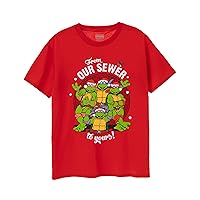 Teenage Mutant Ninja Turtles Mens Christmas T-Shirt | Festive from Our Sewer to Yours Red Graphic Tee | Retro TMNT 90s Top