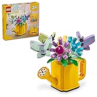 LEGO 3in1 Creator Flowers in a watering can for remodeling into galoshes or 2 birds on a pond, animal set for children, gifts for 8 years old, girls and boy with 3 butterflies, 31149