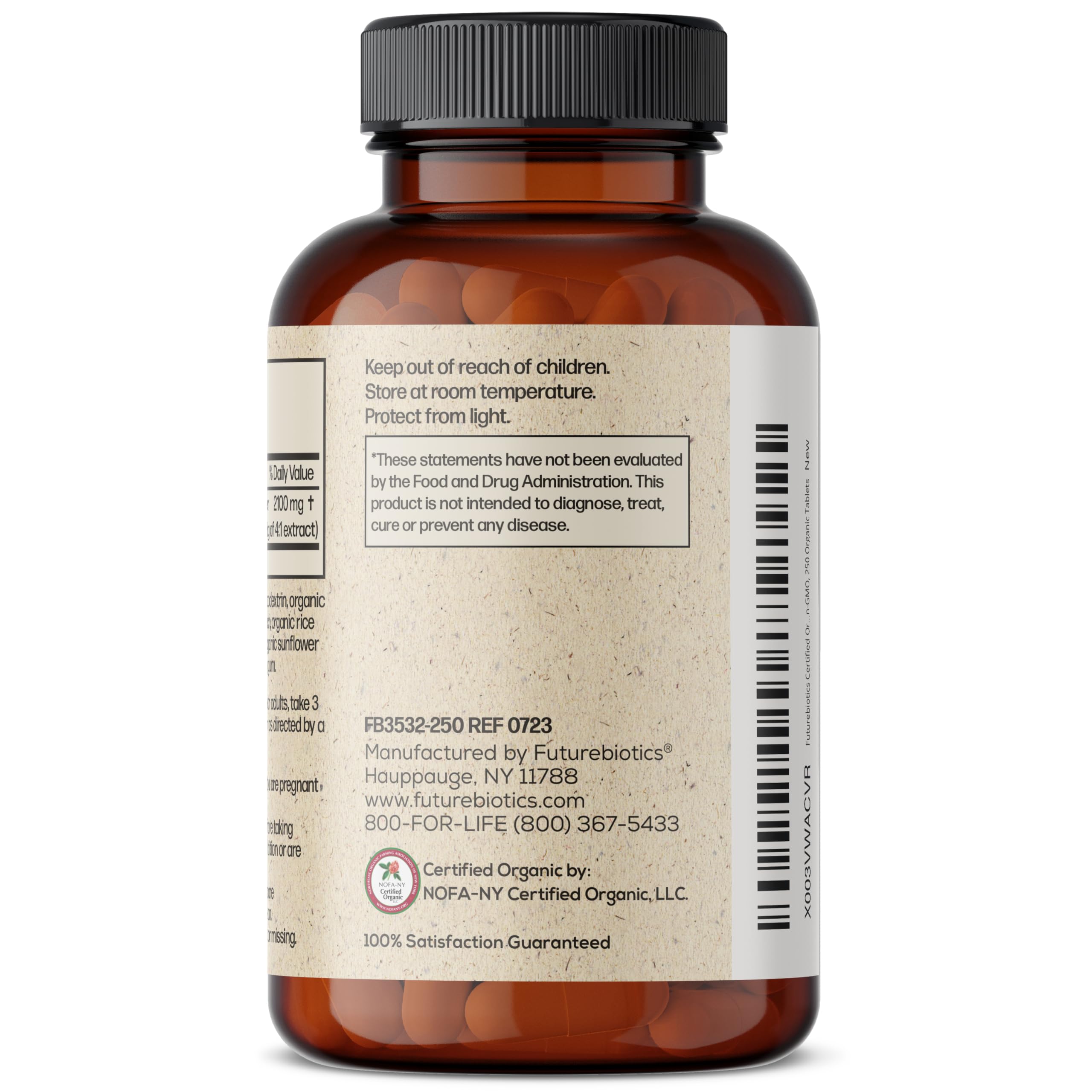 Futurebiotics Certified Organic Ashwagandha 2100 MG per Serving, Stress Mood & Energy Support Adaptogenic Herb, Non-GMO, 250 Organic Tablets