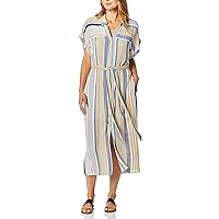 Miss Me Women's Striped Midi Shirt Dress