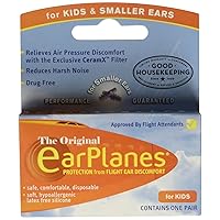 Earplanes Childrens Ear Plugs Disposable for Flight Sound Noise and Air Protection, 1 Pair