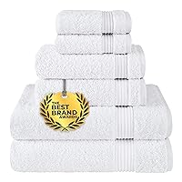 Cotton Paradise 6 Piece Towel Set, 100% Cotton Soft Absorbent Turkish Towels for Bathroom, 2 Bath Towels 2 Hand Towels 2 Washcloths, White Towel Set