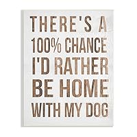 Stupell Industries 100% I'd Rather Be Home with Dog Phrase, Design by Daphne Polselli Wall Plaque, 10 x 15, Grey