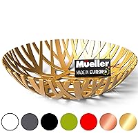 MUELLER Fruit Basket, Modern Fruit Bowl Made in Europe, Decorative Centerpiece Bowl for Home Decor, Ideal Fruit Bowl for Kitchen Counter, High-end Look, Gold
