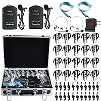 EXMAX EXD-6824 Wireless Tour Guide System Audio Transmission Kit Church Translation Translator in Ear 9999 Channels for Listening Teaching Traveling Museum Conference - 2 Transmitters 20 Receiver Case
