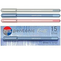 Pentonic Ballpoint Pens, 15 Count, Gray, Blue & Pink Barrels, Black, Blue & Red Ink, 0.7 mm Fine Point, Smooth Writing For Note Taking (PEN13088)