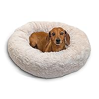 Best Friends by Sheri The Original Calming Donut Cat and Dog Bed in Lux Fur Oyster, Small 23