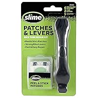 Slime 20483 SKABS, Bike Tire Repair, Peel-and-Stick Patches with Tire Levers